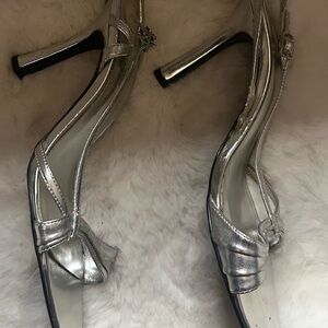Maripe Shiny Silver Strappy Heels